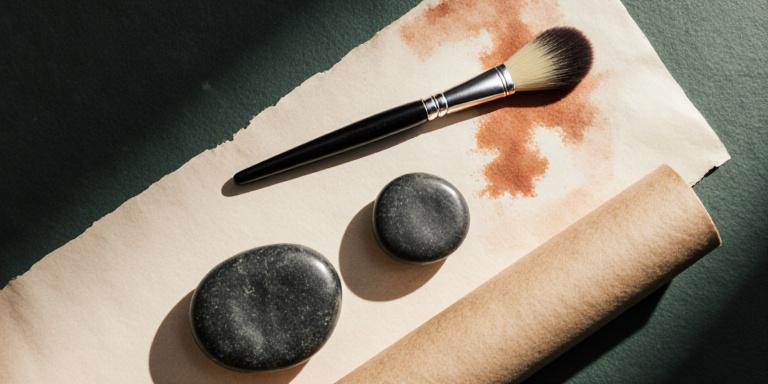 Zen stones and scrolls representing clarity and protection